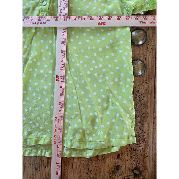 Real Clothes Saks Fifth Avenue Womens Silk Green Polka Dot Polo Shirt Small - Picture 5 of 5